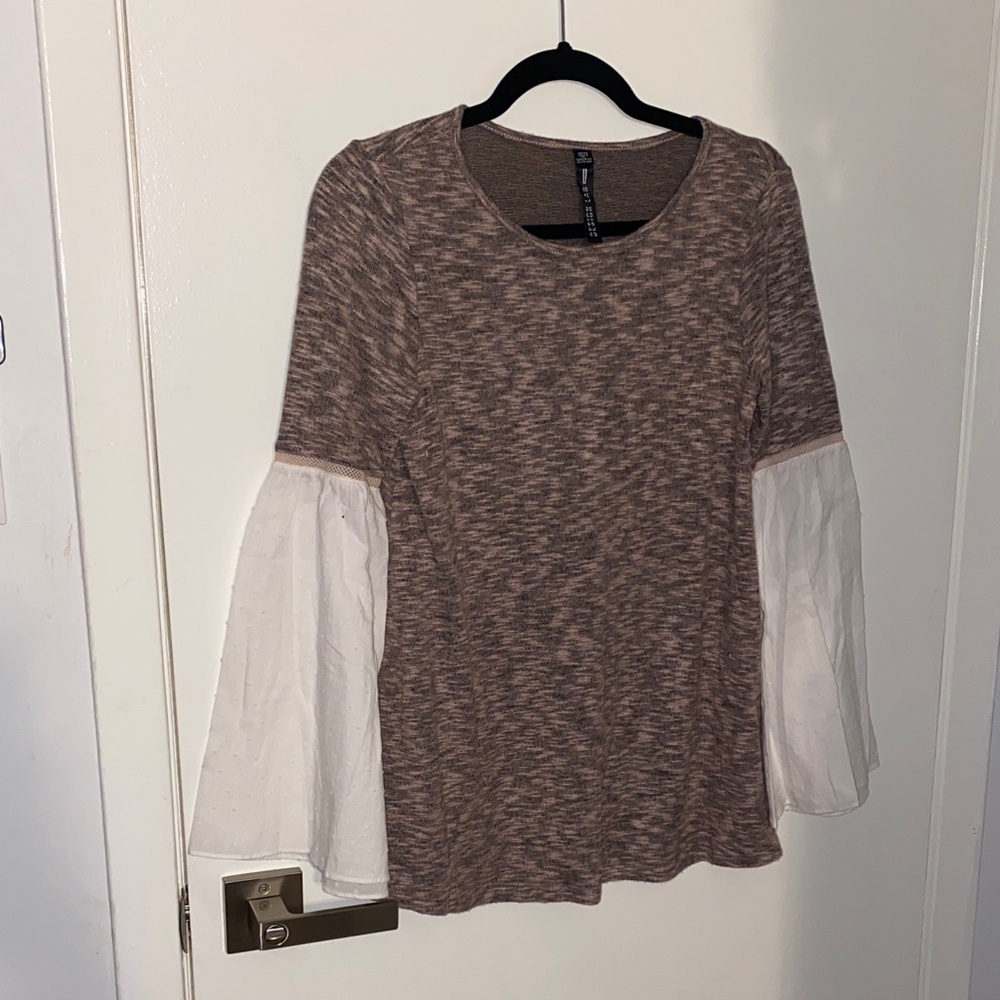 Design Lab Lord & Taylor Brown and Cream Blouse